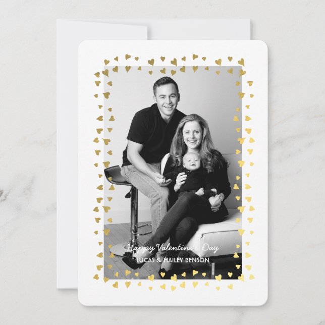 Confetti Heart Frame | Valentine's Day Photo Card (Front)