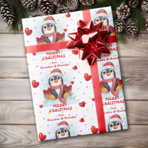 Confetti Heart Penguin Grandkids Christmas
