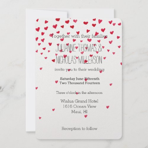 Confetti Hearts Wedding Invitation