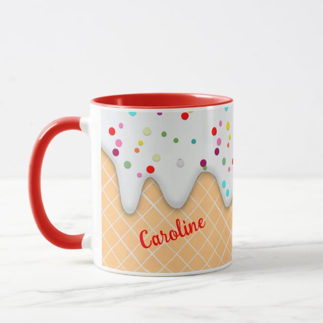 Confetti Icing Waffle Cone Fun Pattern Mug (Left)