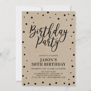 Confetti & Kraft   Modern Adult Birthday Party Invitation