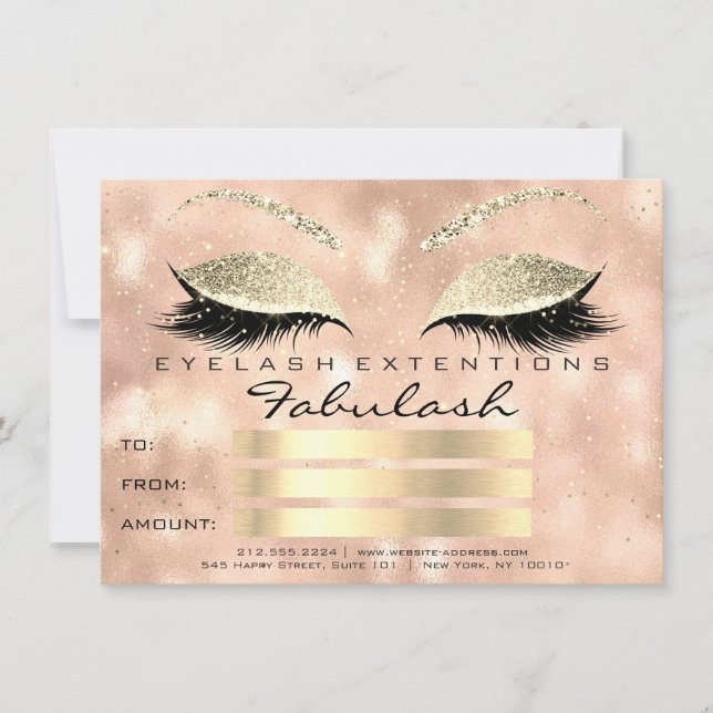 Confetti Lashes Gold Blush Makeup Certificate Gift (Front)