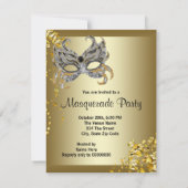 Confetti Mask Silver and Gold Masquerade Party Invitation (Back)