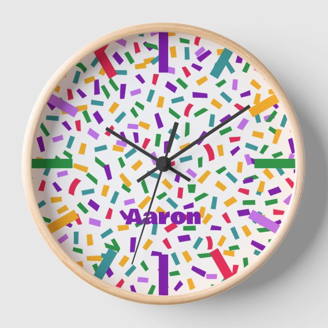 confetti modern colorful name clock (Front)