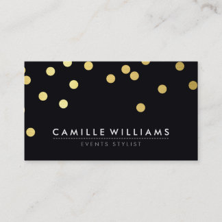 CONFETTI modern cool dot pattern gold foil black Business Card
