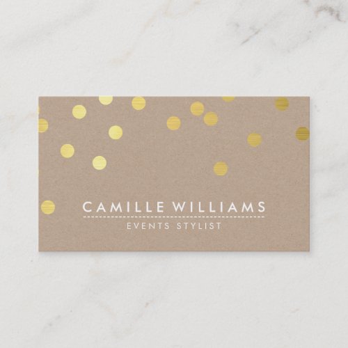CONFETTI modern cute dot pattern gold foil kraft Business Card Templates