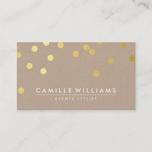 Customizable CONFETTI modern cute dot pattern gold foil kraft Business Card Templates