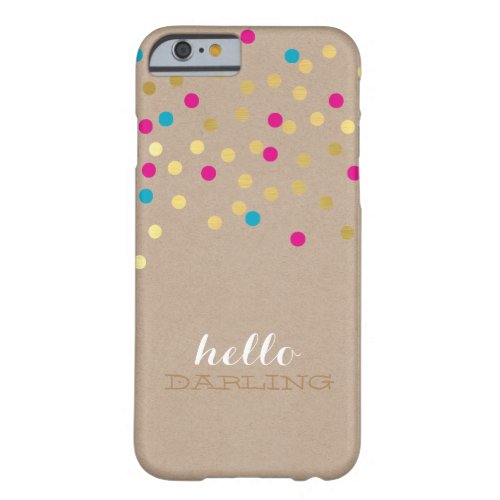 CONFETTI modern cute pattern gold pink aqua kraft Barely There iPhone 6 Case