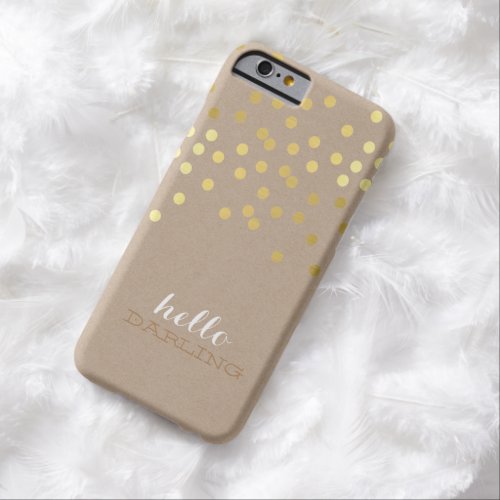 CONFETTI modern cute pattern shiny gold foil kraft Barely There iPhone 6 Case