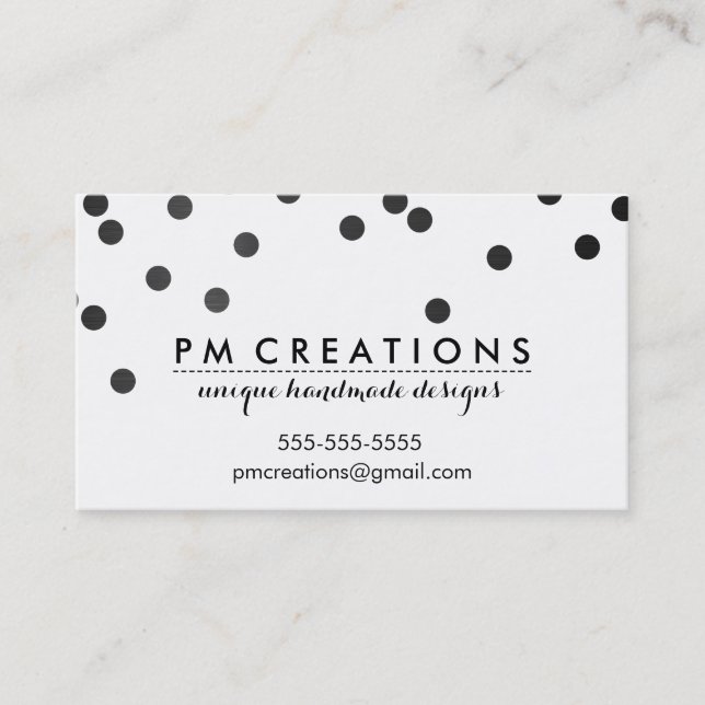 CONFETTI modern cute polka dot pattern black white Business Card (Front)