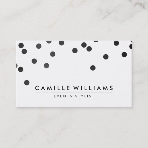 CONFETTI modern cute polka dot pattern black white Business Card