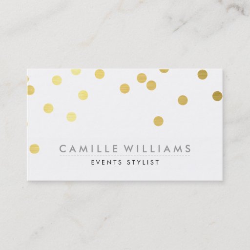 Customizable CONFETTI modern cute polka dot pattern gold foil Business Cards