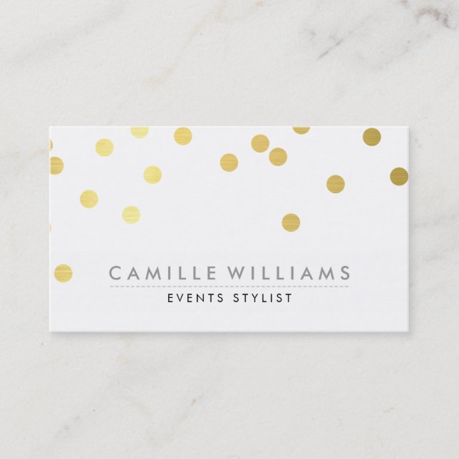 CONFETTI modern cute polka dot pattern gold foil Business Card (Front)