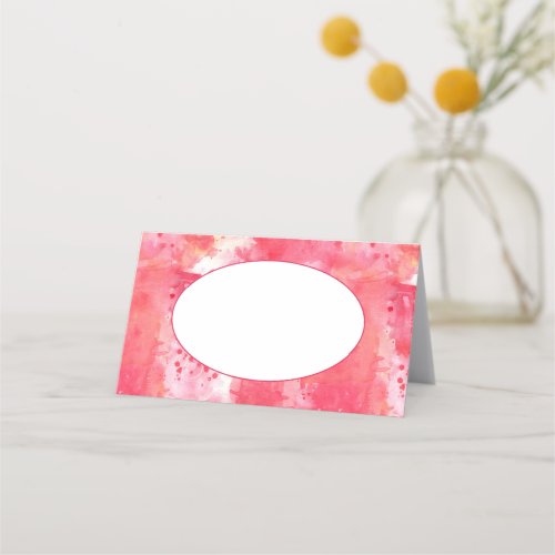 Confetti Modern Pink Watercolor Abstract Name Place Card