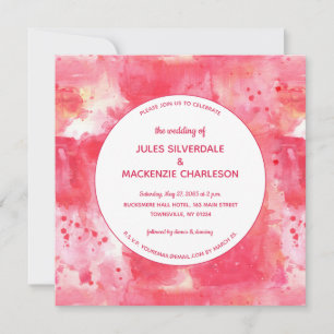 Confetti Modern Pink Watercolor Wedding Invitation