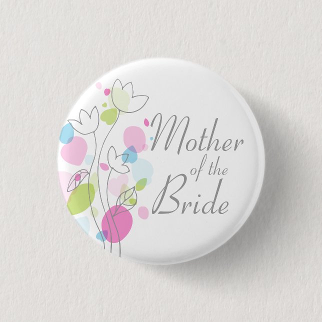 Confetti Mother of the Bride wedding pin / button (Front)