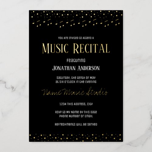Confetti Music Recital Foil Invitation