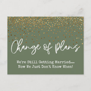 Confetti Olive Change of Plan Postponed Wedding Postcard