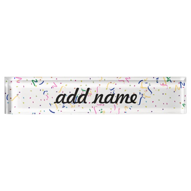 Confetti on Blank (Add A Background  Color) Nameplate (Front)