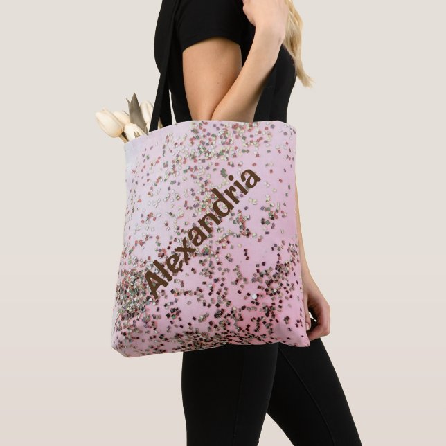 Confetti on Pink Personalized Tote (Close Up)