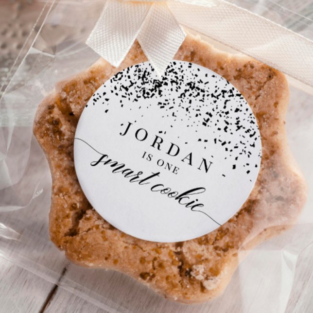 Confetti One Smart Cookie Graduation Party Favor Classic Round Sticker (Creator Uploaded)