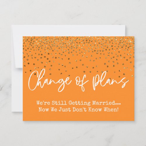 Confetti Orange Change of Plans Postponed Wedding Postcard