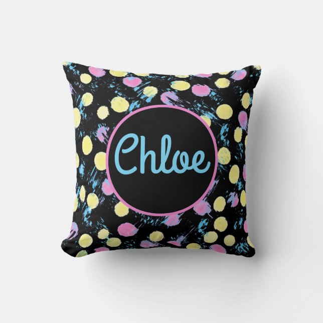 Confetti Paint Splash Multicolor Custom Throw Pillow (Front)