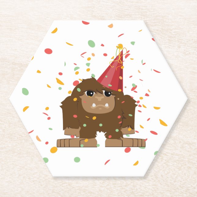 Confetti Party Bigfoot Paper Coaster (Front)