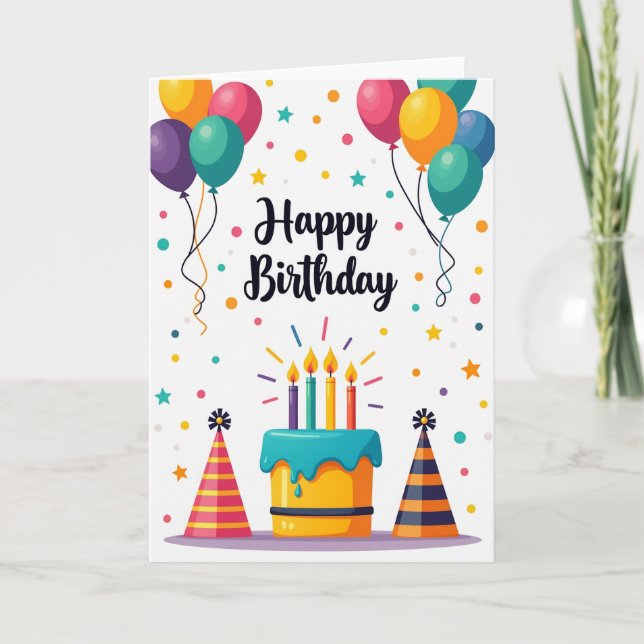 Confetti Party Birthday Card (Front)
