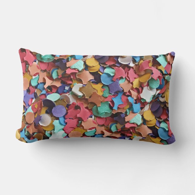 Confetti Party Carnival Colorful Paper Funny Lumbar Pillow (Front)