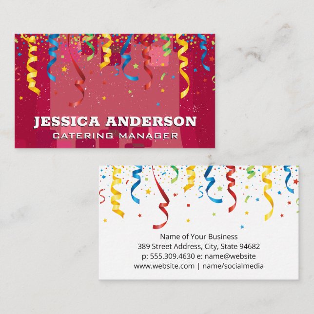 Confetti Party Catering Events Business Card (Front/Back)