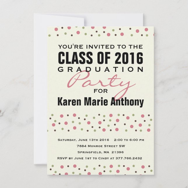 Confetti Party Invitation 2016 Graduation (Front)