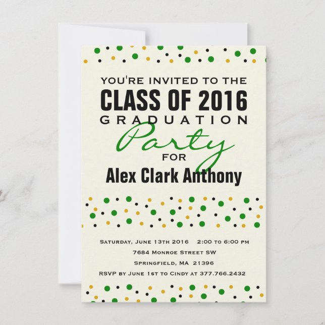 Confetti Party Invitation 2016 Graduation (Front)