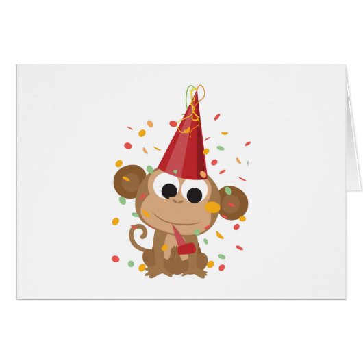 Confetti Party Monkey Cards (Front Horizontal)