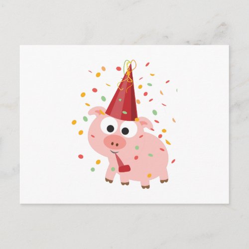 Confetti Party Pig Invitation Postcard