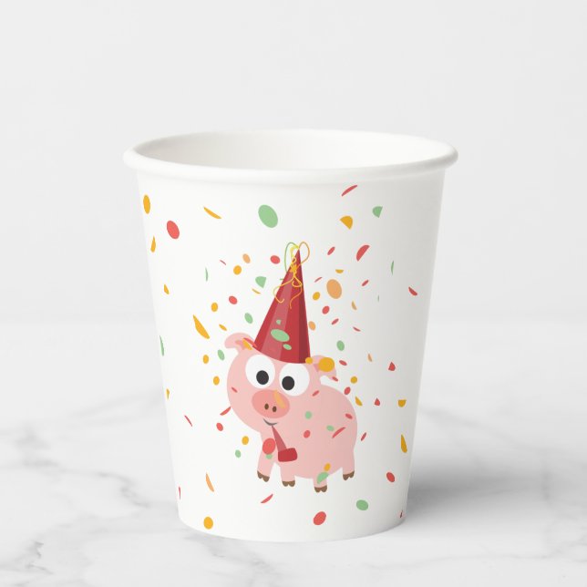 Confetti Party Pig Paper Cup (Front)