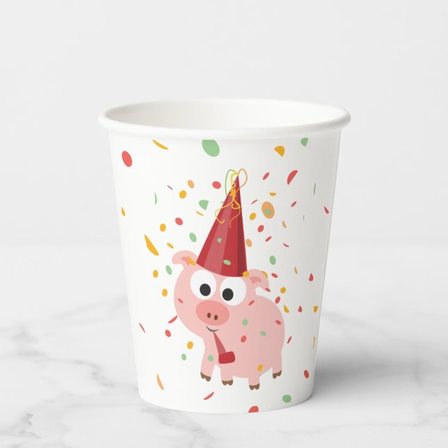 Confetti Party Pig Paper Cup (Back)