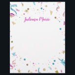 Confetti Party Pink and Blue Sparkle Letterhead<br><div class="desc">This fun confetti design is perfect for any celebration. The design features shiny confetti and glitter in various colors. So festive and fun.</div>