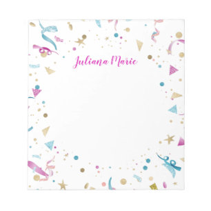 Confetti Party Pink and Blue Sparkle Notepad