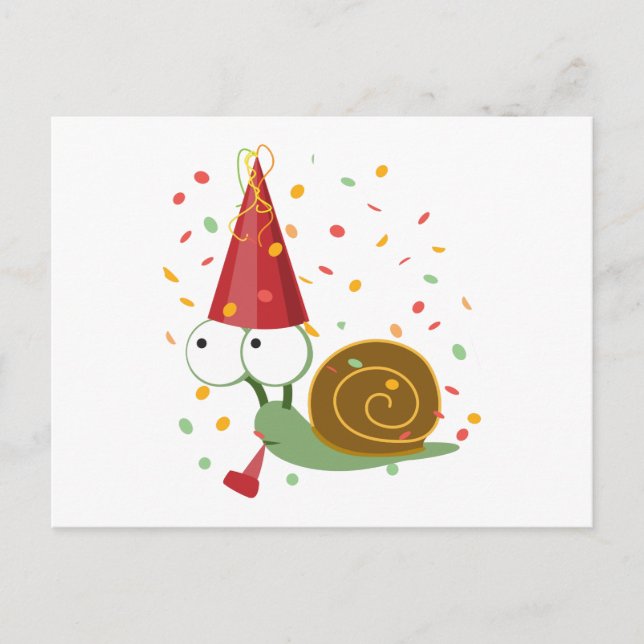 Confetti Party Snail Invitation Postcard (Front)