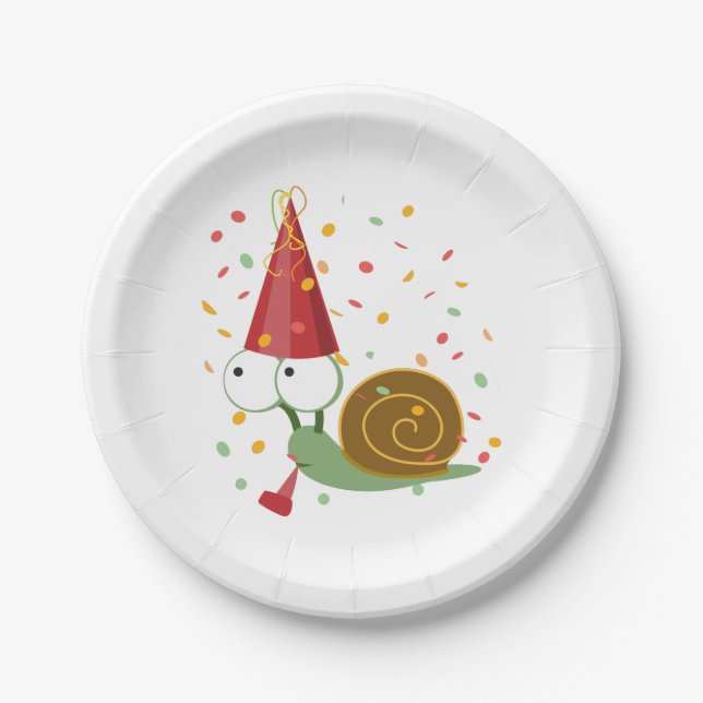 Confetti Party Snail Paper Plates (Front)