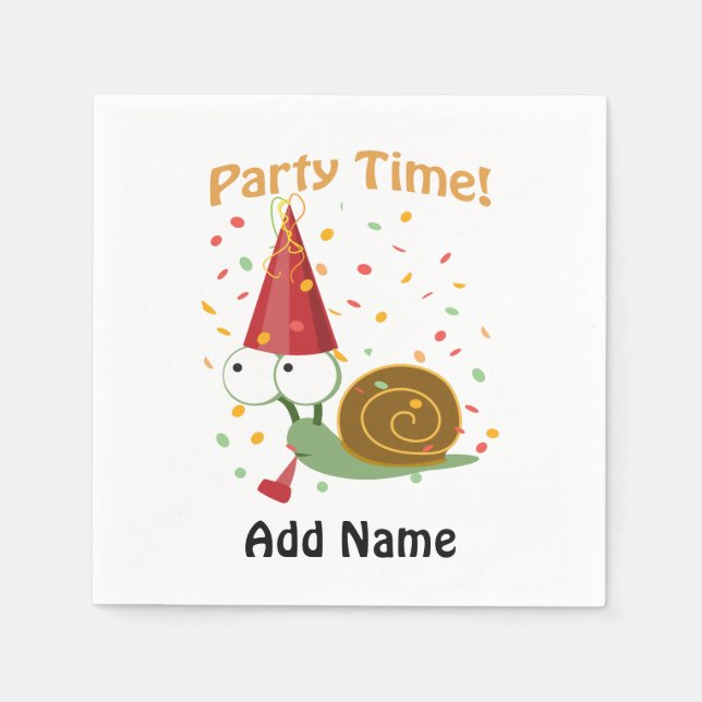 Confetti Party Time! Snail Napkins (Front)