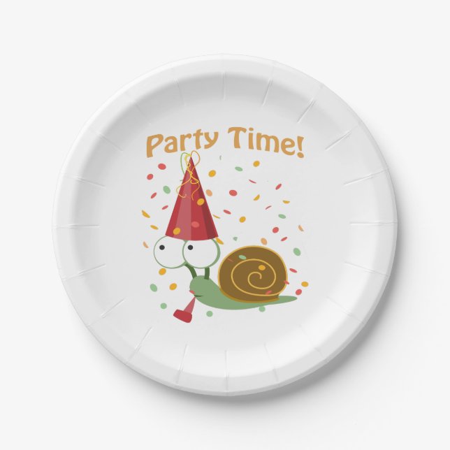 Confetti Party Time! Snail Paper Plates (Front)