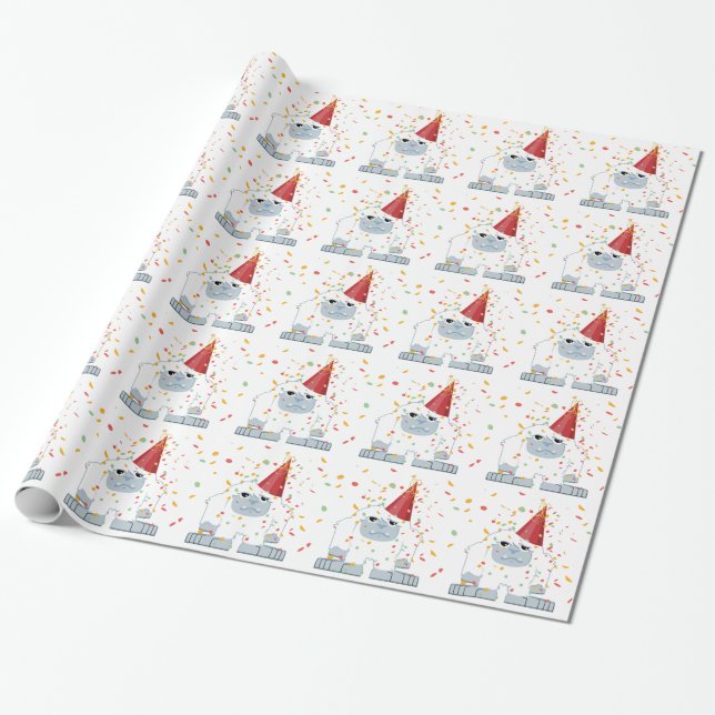 Confetti Party Yeti Wrapping Paper (Unrolled)
