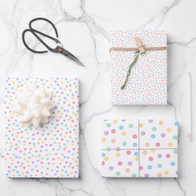 Confetti Pastels (Dots) Wrapping Paper Sheets (Front)