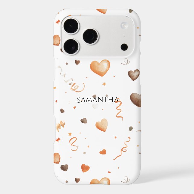 Confetti Peach Chocolate Hearts iPhone Case (Back)