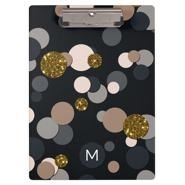 Confetti Peach, Maple, Gray and Gold Glitter Clipboard (Front)