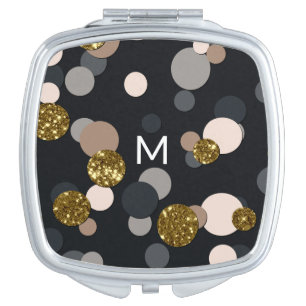 Confetti Peach, Maple, Gray and Gold Glitter Compact Mirror