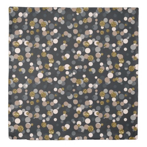 Confetti Peach Maple Gray and Gold Glitter Duvet Cover