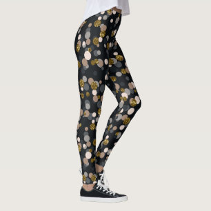 Confetti Peach, Maple, Gray and Gold Glitter Leggings